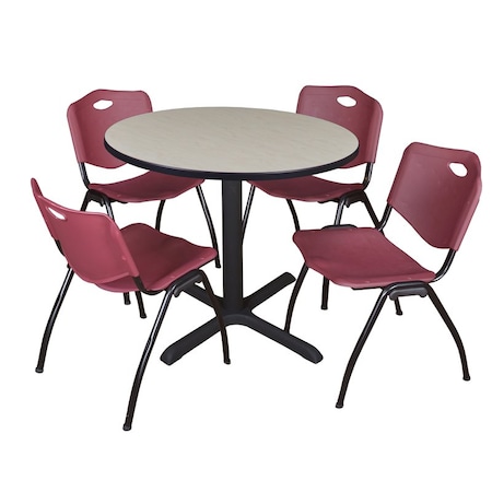 Cain Cain Round Table & Chair Set, Wood, Metal, Plastic Top, Maple TB42RNDPL47BY